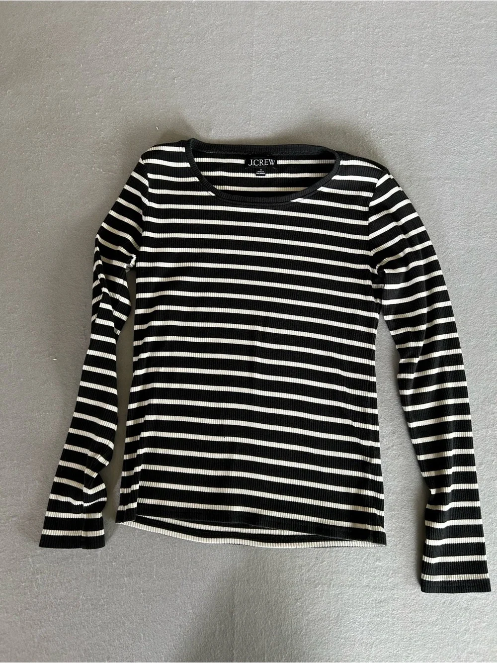2 J. Crew Womens Long Sleeve T-Shirt Size M- Black & White, Blue &Red Stripes